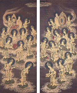498px-Twenty-Five_Bodhisattvas_Descending_from_Heaven,_c._1300